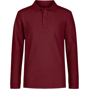 Nautica Boys’ School Uniform Long Sleeve Polo Shirt, Button Closure, Comfortable, Breathable Fabric(Burgundy)