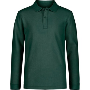 Nautica Boys’ School Uniform Long Sleeve Polo Shirt, Button Closure, Comfortable, Breathable Fabric(Hunter)