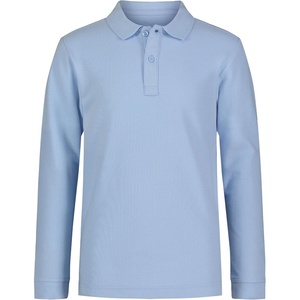 Nautica Boys’ School Uniform Long Sleeve Polo Shirt, Button Closure, Comfortable, Breathable Fabric(Light Blue)
