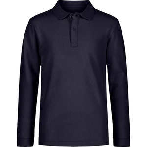 Nautica Boys’ School Uniform Long Sleeve Polo Shirt, Button Closure, Comfortable, Breathable Fabric(Navy)