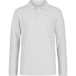 Nautica Boys’ School Uniform Long Sleeve Polo Shirt, Button Closure, Comfortable, Breathable Fabric(White)