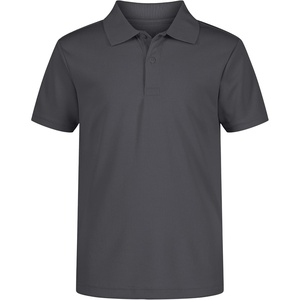 Nautica Boys’ School Uniform Short Sleeve Polo Shirt, Button Closure, Moisture Wicking Performance Material(Dark Charcoal)