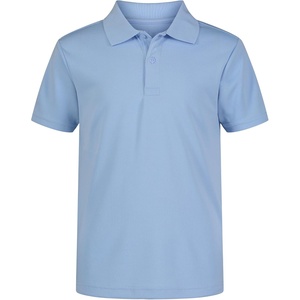 Nautica Boys’ School Uniform Short Sleeve Polo Shirt, Button Closure, Moisture Wicking Performance Material(Light Blue)