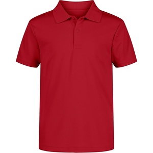 Nautica Boys’ School Uniform Short Sleeve Polo Shirt, Button Closure, Moisture Wicking Performance Material(Red)