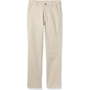 Nautica Boys’ School Uniform Twill Chino Pants, Flat Front, Comfortable Waistband with Zip Closure & Stretch(Khaki)