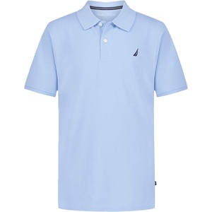 Nautica Boys’ Short Sleeve Anchor Polo, Button Closure, Soft & Comfortable, Pique Fabric(Blue Bell)