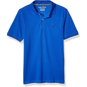Nautica Boys’ Short Sleeve Anchor Polo, Button Closure, Soft & Comfortable, Pique Fabric(Legacy Cobalt)