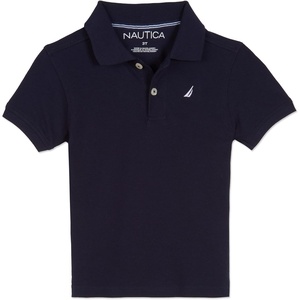 Nautica Boys’ Short Sleeve Anchor Polo, Button Closure, Soft & Comfortable, Pique Fabric(Legacy Sport Navy)