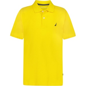 Nautica Boys’ Short Sleeve Anchor Polo, Button Closure, Soft & Comfortable, Pique Fabric(Lemon)
