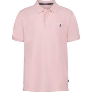 Nautica Boys’ Short Sleeve Anchor Polo, Button Closure, Soft & Comfortable, Pique Fabric(Pale Pink)