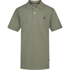 Nautica Boys’ Short Sleeve Anchor Polo, Button Closure, Soft & Comfortable, Pique Fabric(Sea Spray)