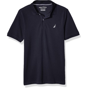 Nautica Boys’ Short Sleeve Anchor Polo, Button Closure, Soft & Comfortable, Pique Fabric(Sport Navy 0jb)