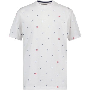 Nautica Boys’ Short Sleeve Fashion Crew Neck T-Shirt, Soft, Comfortable, Relaxed Fit(Americana Aop Bright White)
