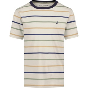 Nautica Boys’ Short Sleeve Fashion Crew Neck T-Shirt, Soft, Comfortable, Relaxed Fit(Open Stripe Turtle Dove)