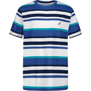 Nautica Boys’ Short Sleeve Fashion Crew Neck T-Shirt, Soft, Comfortable, Relaxed Fit(Preppy Stripe Delft)
