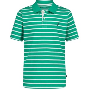 Nautica Boys Short Sleeve Fashion Polo, Button Closure, Soft & Comfortable(Coast Stripe Gum Drop Green)