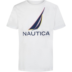 Nautica Boys’ Short Sleeve J-Class Logo Crew Neck T-Shirt, Soft, Comfortable, Relaxed Fit(Color Shade Marshmallow)