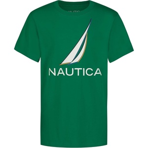 Nautica Boys’ Short Sleeve J-Class Logo Crew Neck T-Shirt, Soft, Comfortable, Relaxed Fit(Color Shade Pepper Green)