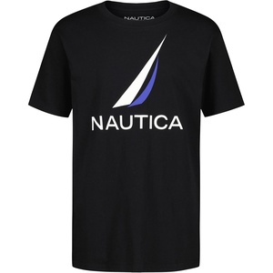 Nautica Boys’ Short Sleeve J-Class Logo Crew Neck T-Shirt, Soft, Comfortable, Relaxed Fit(J-class Black)