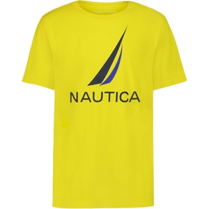 Nautica Boys’ Short Sleeve J-Class Logo Crew Neck T-Shirt, Soft, Comfortable, Relaxed Fit(J-class Blazing Yellow)