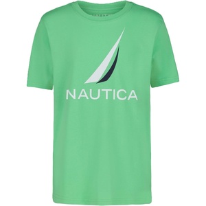 Nautica Boys’ Short Sleeve J-Class Logo Crew Neck T-Shirt, Soft, Comfortable, Relaxed Fit(J-class Keen Green)