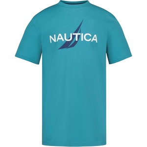 Nautica Boys’ Short Sleeve J-Class Logo Crew Neck T-Shirt, Soft, Comfortable, Relaxed Fit(Mesh Larkspur)