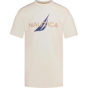 Nautica Boys’ Short Sleeve J-Class Logo Crew Neck T-Shirt, Soft, Comfortable, Relaxed Fit(Mesh Turtle Dove)