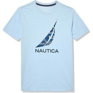 Nautica Boys’ Short Sleeve J-Class Logo Crew Neck T-Shirt, Soft, Comfortable, Relaxed Fit(Play J-class Ice Blue)