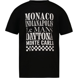 Nautica Boys’ Short Sleeve J-Class Logo Crew Neck T-Shirt, Soft, Comfortable, Relaxed Fit(Racing Cities Black)