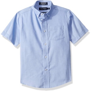Nautica Boys’ Short Sleeve Oxford Shirt(Blue)