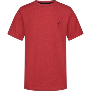 Nautica Boys’ Short Sleeve Solid Crew Neck T-Shirt, Soft, Comfortable, Relaxed Fit(Carmine Heather)