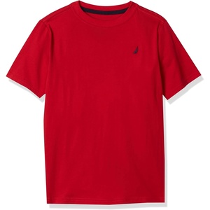 Nautica Boys’ Short Sleeve Solid Crew Neck T-Shirt, Soft, Comfortable, Relaxed Fit(Legacy Carmine)