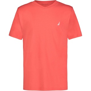 Nautica Boys’ Short Sleeve Solid V-Neck T-Shirt, Soft, Comfortable, Relaxed Fit(Cayenne)