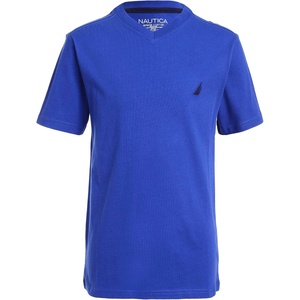 Nautica Boys’ Short Sleeve Solid V-Neck T-Shirt, Soft, Comfortable, Relaxed Fit(Cobalt)