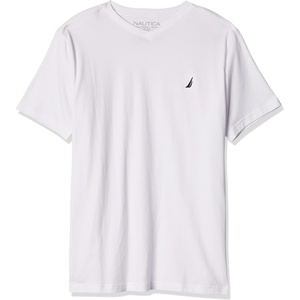 Nautica Boys’ Short Sleeve Solid V-Neck T-Shirt, Soft, Comfortable, Relaxed Fit(Legacy White)