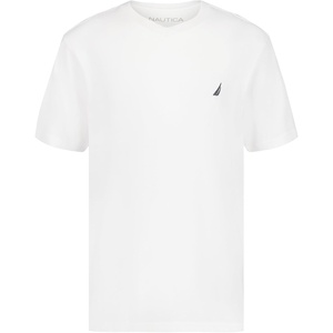 Nautica Boys’ Short Sleeve Solid V-Neck T-Shirt, Soft, Comfortable, Relaxed Fit(White)