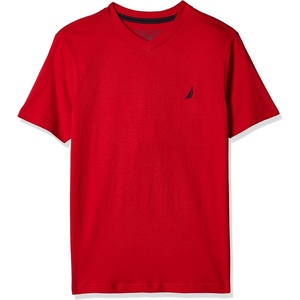 Nautica Boys’ Short Sleeve Solid V-Neck T-Shirt(Legacy Carmine)