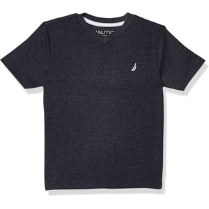 Nautica Boys’ Short Sleeve Solid V-Neck T-Shirt(Sport Navy Heather)