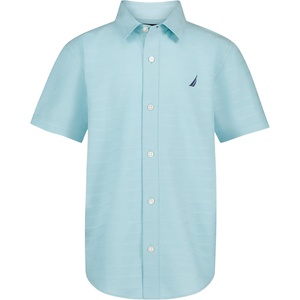 Nautica Boys Short Sleeve Woven Button-Down Shirt. Light Weight & Breathable(Dobby Antigua Surf)