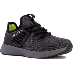 Nautica Boys Youth Lace Up Sneakers, Lightweight Mesh Athletic Running Shoes for Kids Cushioned Comfort Sole for School Sports Walking(Grey Black)