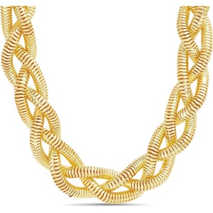 Nautica Braided Snake Chain Necklace for Women 14K Yellow Gold Plated Alloy 18 Inches