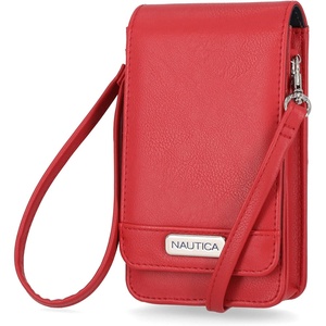 Nautica Catalina RFID Womens Crossbody Bag, Vegan Leather Compact Cell Phone Shoulder Travel Purse Holder(Fuego Red)