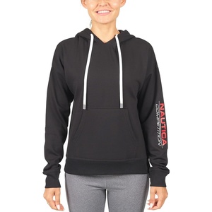 Nautica Competition Women’s Athletic Active Basic Essential Pullover Sweatshirt Hoodie Ultra Soft Fleece With Pockets(Black 2)