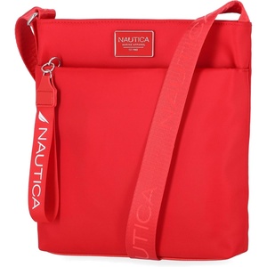 Nautica Diver Nylon Small Women’s Crossbody Bag Purse with Adjustable Shoulder Strap(Red (Enamel))