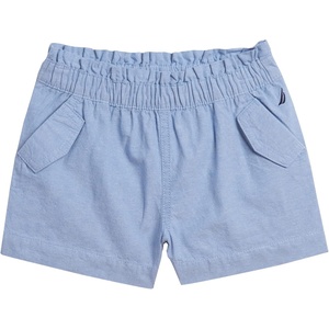 Nautica Girls’ Chambray Shorts, Lightweight Cotton with Ruffled Elastic Waistband & Pockets(Xlt Chambray)