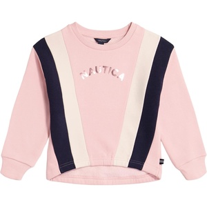 Nautica Girls’ Fleece Popover Crewneck Sweatshirt(Coral Blush)