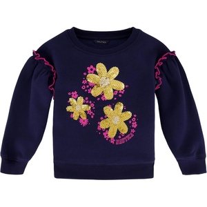 Nautica Girls’ Fleece Popover Crewneck Sweatshirt(Peacoat Daisy)