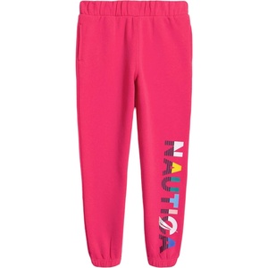 Nautica Girls’ Logo Sweatpants, Fleece Joggers with Ribbed Cuffs & Functional Side Pockets(Beetroot Purple)