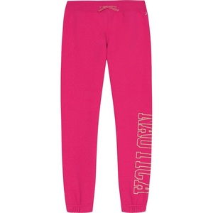 Nautica Girls’ Logo Sweatpants, Fleece Joggers with Ribbed Cuffs & Functional Side Pockets(Fuchsia Glitter Art)