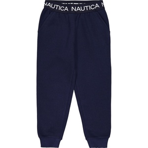 Nautica Girls’ Logo Sweatpants, Fleece Joggers with Ribbed Cuffs & Functional Side Pockets(Peacoat)